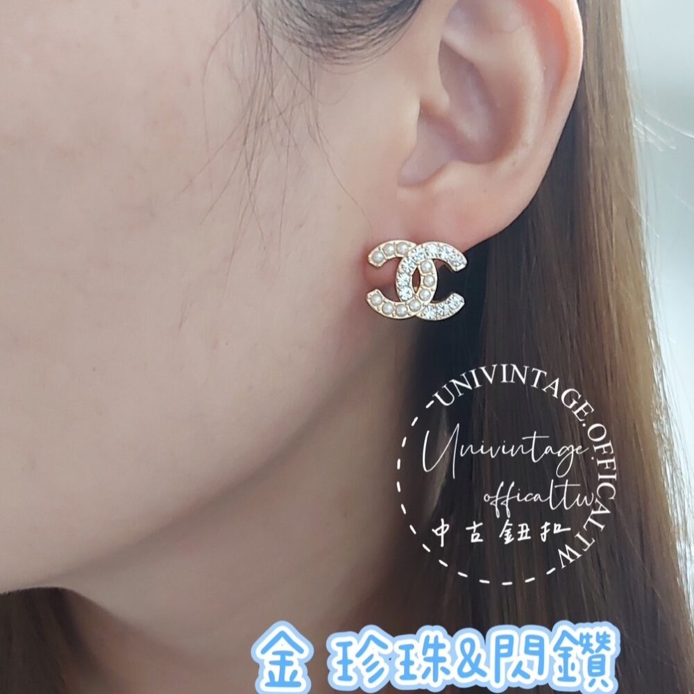 17mm 半鑽半珍珠 金