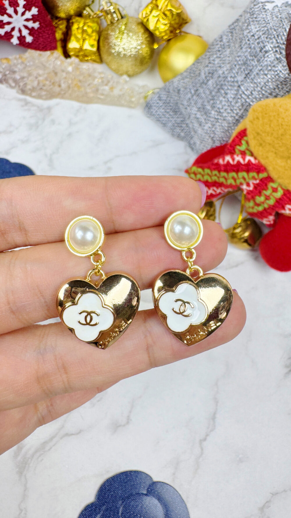 全館特價!!優雅白金色愛心