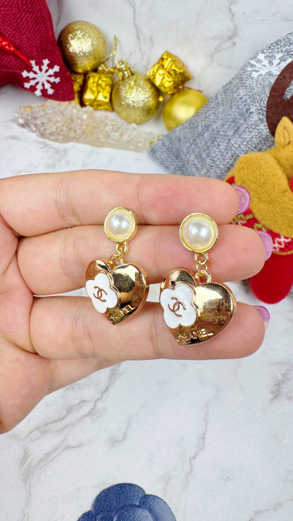 全館特價!!優雅白金色愛心