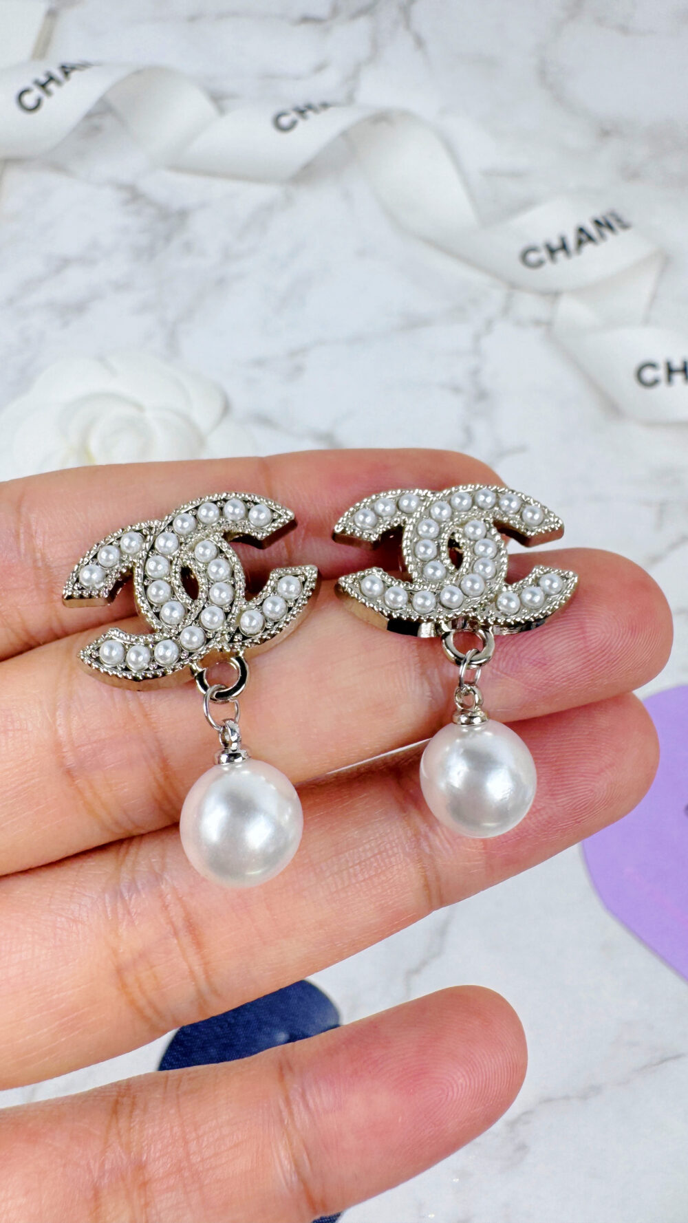 全館特價!!22mm銀色珍珠垂墜款