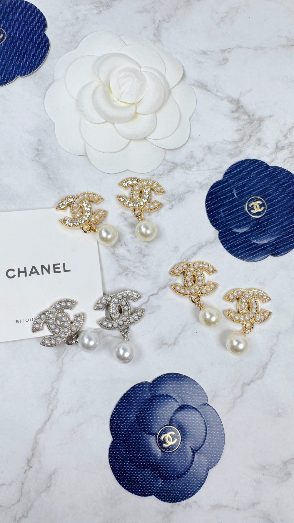 全館特價!!22mm金色半鑽半珍珠垂墜款