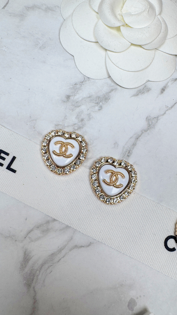 全館特價!!20mm白色愛心 珍珠/閃鑽