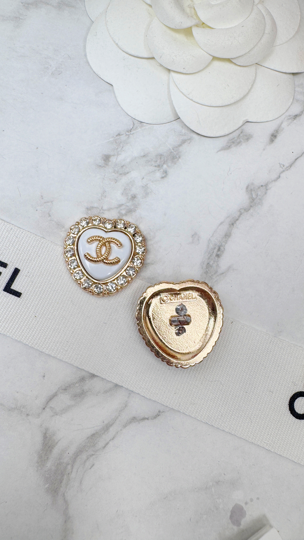 全館特價!!20mm白色愛心 珍珠/閃鑽