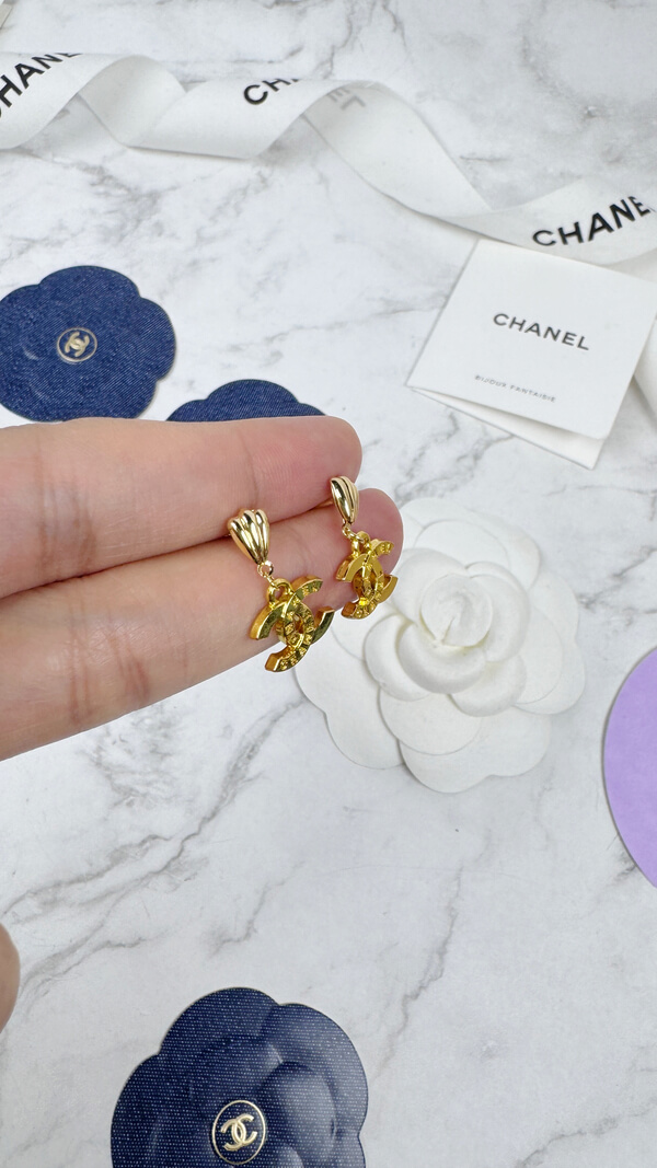 全館特價!!小金色雙C垂墜款