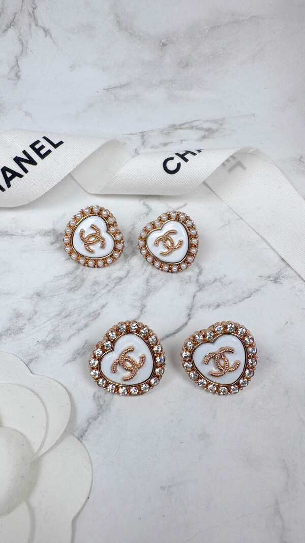 全館特價!!20mm白色愛心 珍珠/閃鑽