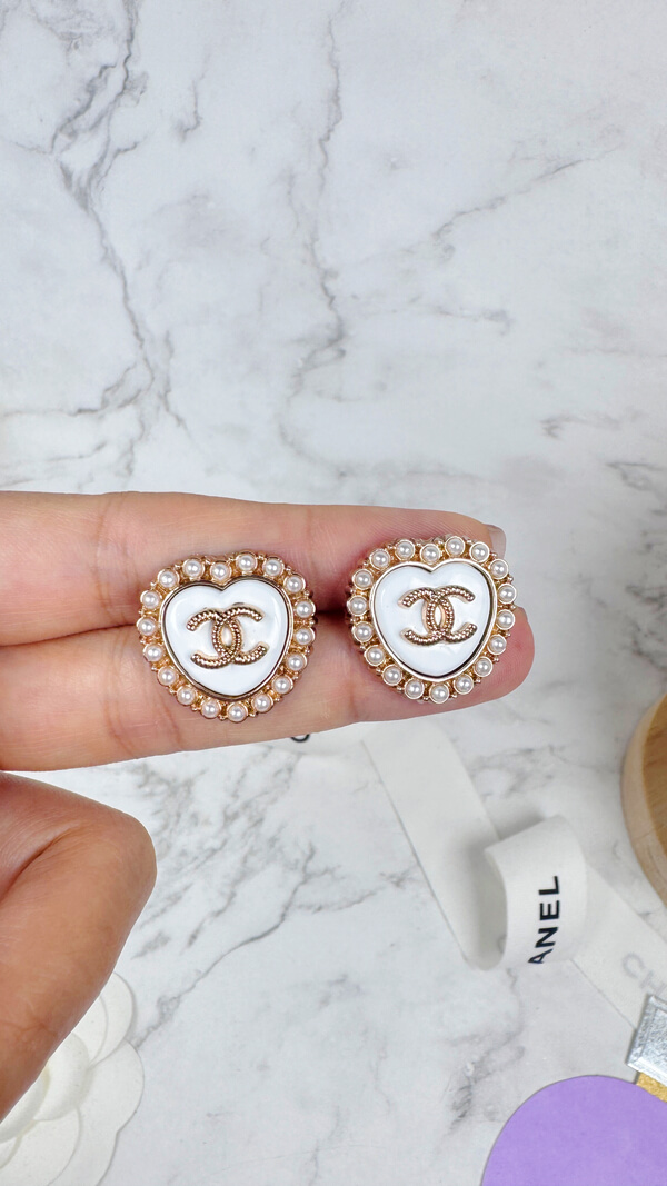 全館特價!!20mm白色愛心 珍珠/閃鑽