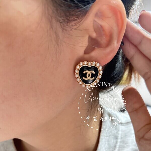 全館特價!!20mm黑色愛心 珍珠/閃鑽