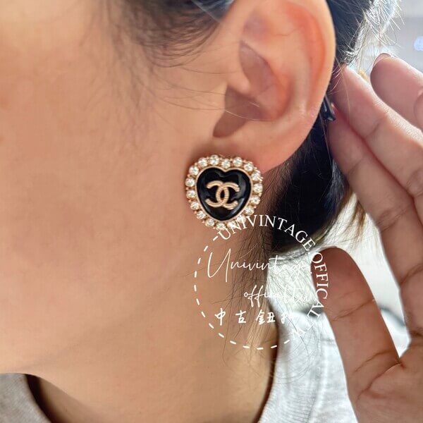 全館特價!!20mm黑色愛心 珍珠/閃鑽