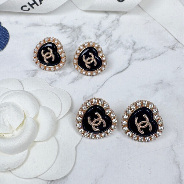 全館特價!!20mm黑色愛心 珍珠/閃鑽