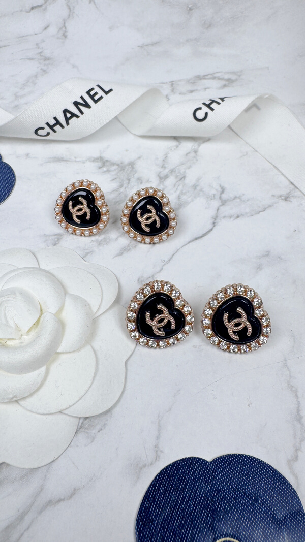 全館特價!!20mm黑色愛心 珍珠/閃鑽