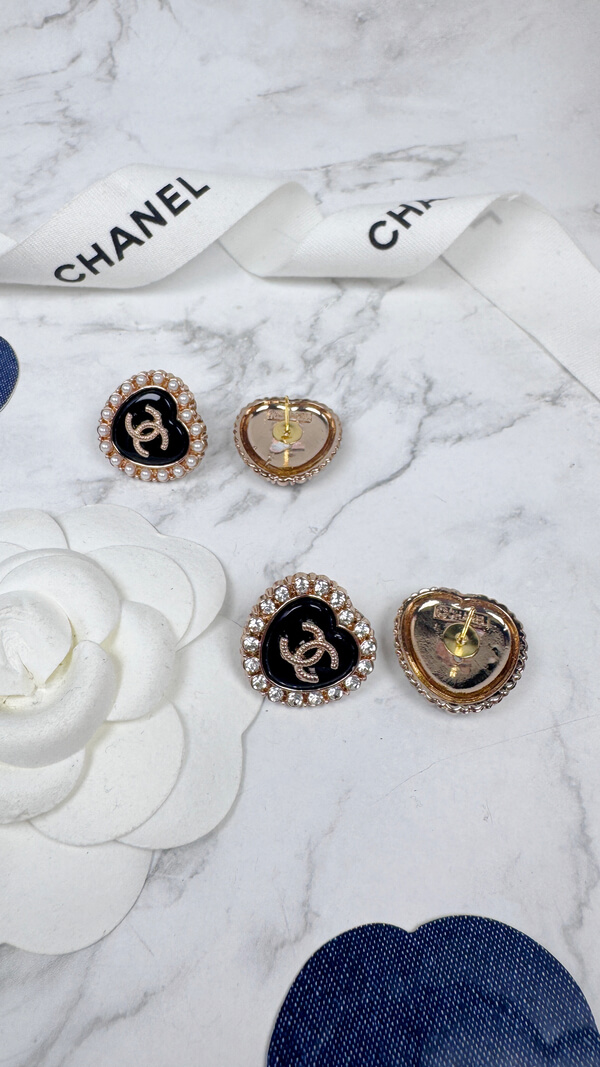 全館特價!!20mm黑色愛心 珍珠/閃鑽