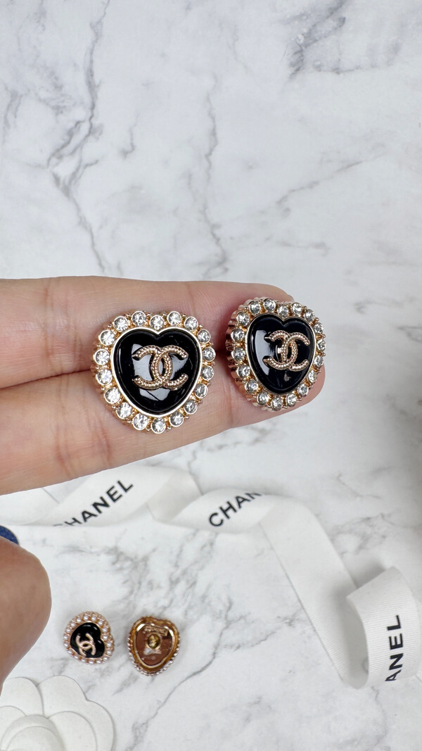 全館特價!!20mm黑色愛心 珍珠/閃鑽