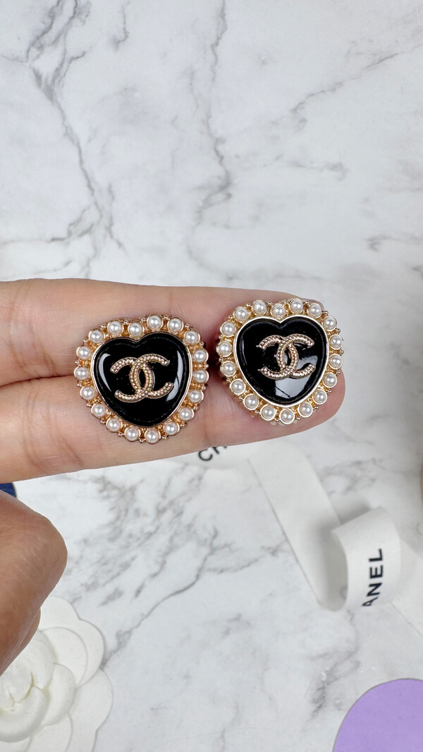 全館特價!!20mm黑色愛心 珍珠/閃鑽