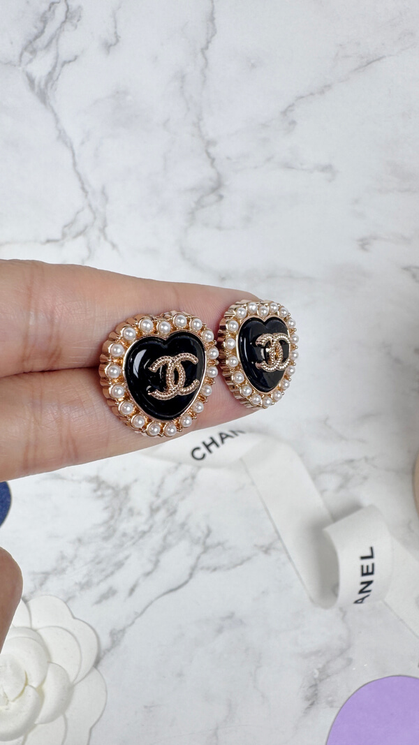全館特價!!20mm黑色愛心 珍珠/閃鑽