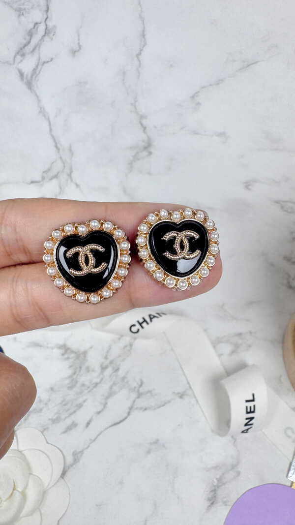 全館特價!!20mm黑色愛心 珍珠/閃鑽