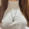 全館特價!!銀色方格鍊+圓形滿版閃鑽